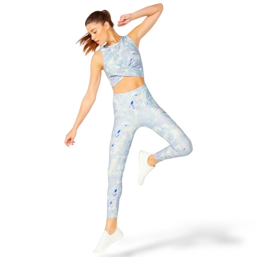 Wildfox pastel tie dye sport gym SET top and high waisted leggings womens S/M